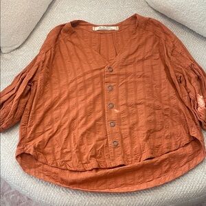 We The Free Rust Button-Up Blouse